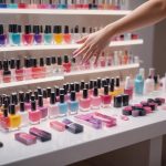 Ассортимент средств и оборудования для ухода за ногтями включает гели, гель-лаки, базы, топы и акрил